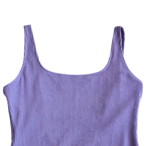 Purple Ribbed Women's Swimsuit - Picture 3 of 9
